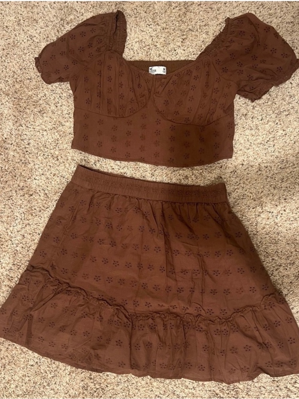 Hollister Brown Eyelet Two-Piece Dress Set for Girls